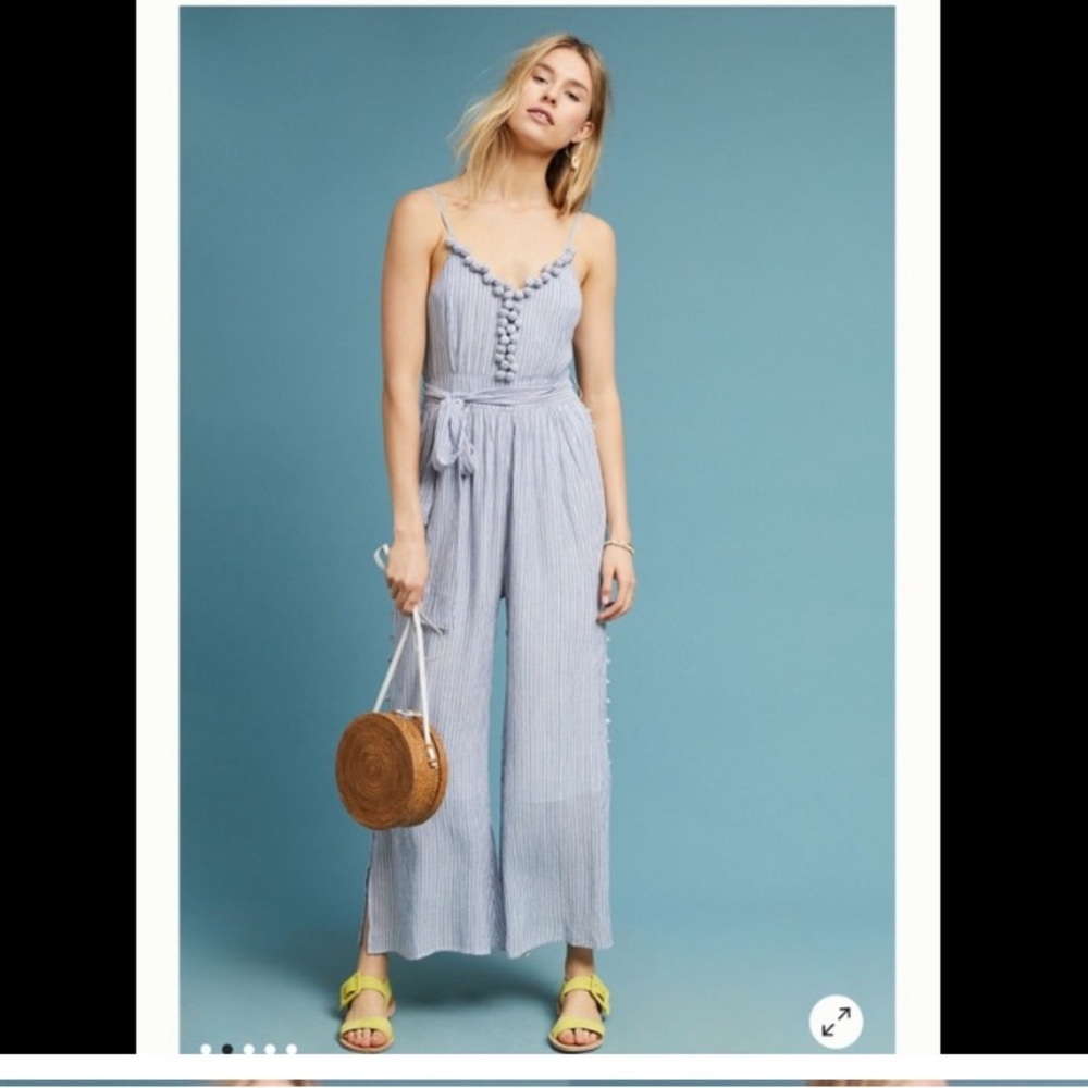 Anthropologie Maeve Maritime Pommed Jumpsuit, Size 12